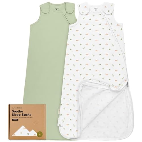 2er-Pack Bio-Schlafsäcke 100% Baumwolle – Babyschlafsack, tragbare Babydecke, Schlafsack für Babys, Pucksack für Kleinkinder, Neugeborene, Säuglingsschlafsack, Mädchen, Junge (Roarsome, M)