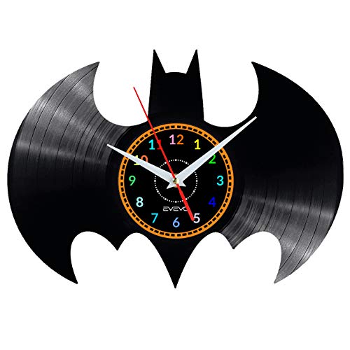 EVEVO Batman Frankreich Wanduhr Vinyl Schallplatte Retro-Uhr groß Uhren Style Raum Home Dekorationen Tolles Geschenk Wanduhr Batman