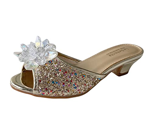 La Señorita Prinzessinnen Slippers Schuhe ELSA mit große Schneeflocke Gold für Mädchen (Numeric_31)