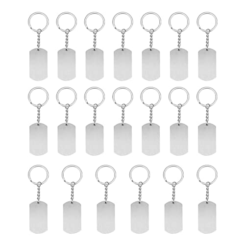 Flpeekash 20 Stück Sublimationsstahl-Schlüsselanhänger, Thermo-Transfer, blanko, DIY, benutzerdefinierte Verbrauchsmaterialien, Schlüsselanhänger, doppelseitiger Druck