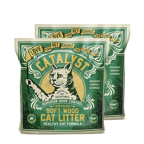 Catalyst Katzenstreu aus natürlichem weichem Holz (2 Stück, 4,5 kg Beutel) – hervorragende Geruchskontrolle, starkes Verklumpen, staubar, biologisch abbaubar (4,5 kg, 2 Stück, gesunde Katze)