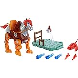 Masters of the Universe Origins Stridor Figure - With Robot Horse, Launcher & 3 Plasma Blasts - Includes Display Stand - 7' Tall - Gift for Kids 6+