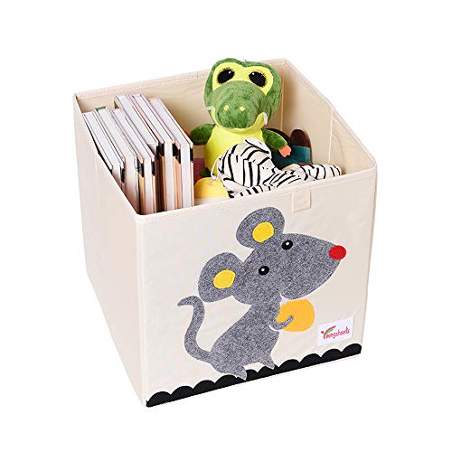 CULASIGN Aufbewahrungsbox und Organisator für Kinderspielzeug,Cartoon Aufbewahrungswürfel Leinwand Faltbare Spielzeug Aufbewahrungsbox mit Griffen (Maus)