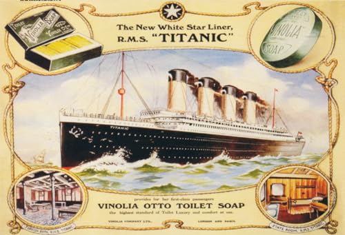 mrdeco Metall Schild 30x40cm gewölbt Titanic The New White Star Liner Blechschild