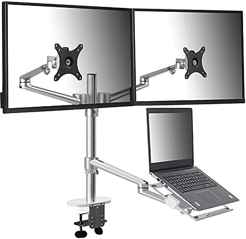 ThingyClub Höhenverstellbarer 3-in-1 Laptop-Monitorständer, kompatibel mit 30,5 bis 43,2 cm (12 bis 17 Zoll) Laptops, für 2 Monitore bis 68,6 cm (27 Zoll) mit VESA