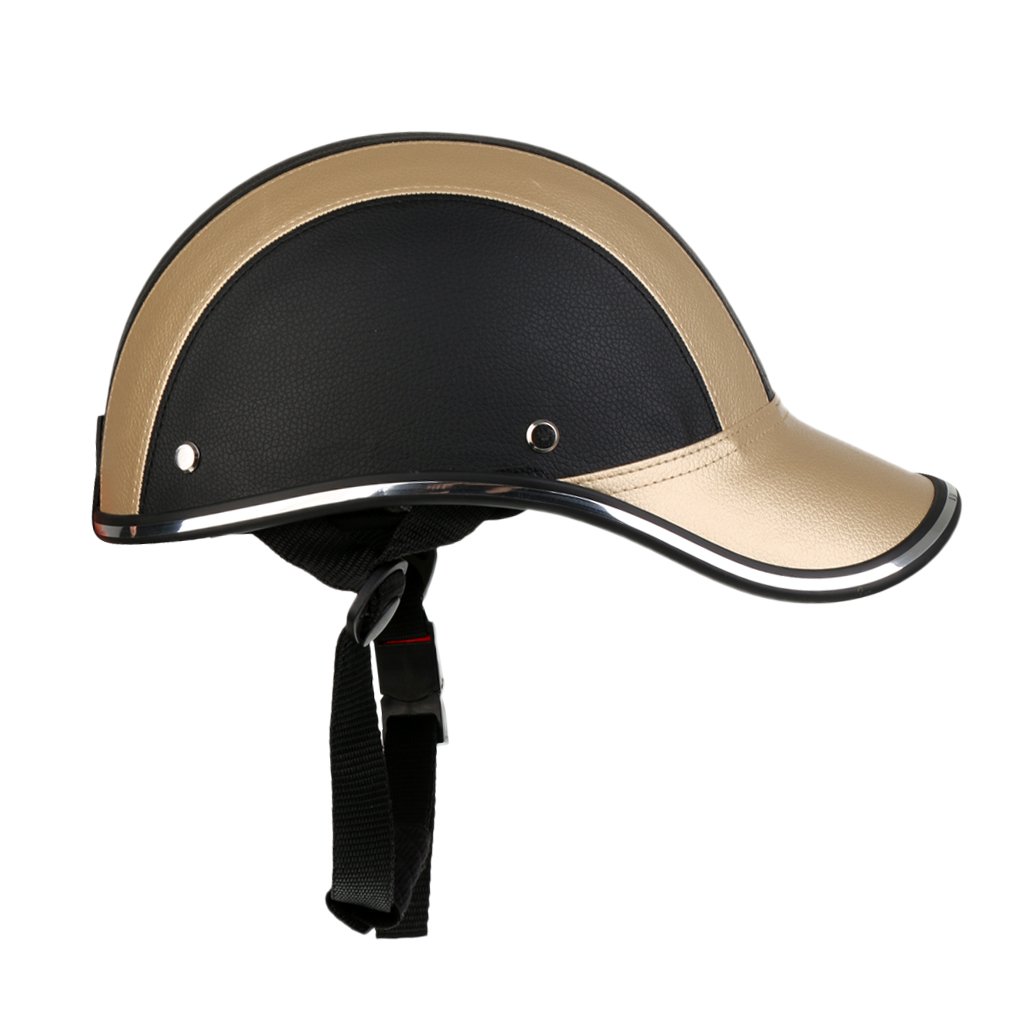 HomeDecTime Fahrradhelm Baseball Cap Motorradhelm Halbe Helme Erwachsene Komfort Fahrrad-Helm 55-60 cm Jahreszeiten Universal - Schwarz Gold