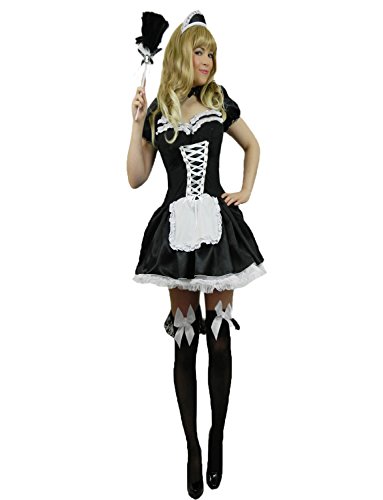 Yummy Bee - Dienstmädchen French-Maid Karneval Fasching Kostüm Damen + Echter Federstaubwedel Größe 36 - 54 (48-50)