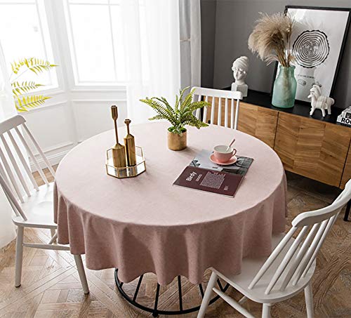 Naturer Runde Tischdecke Einfache und Elegante Heimtextilien für den Innen- und Außenbereich 130 cm Rosa