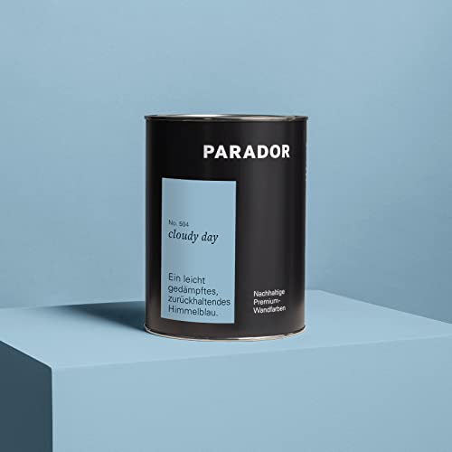 PARADOR Wandfarbe Cloudy Day himmelblau grau 2,5 L - nachhaltige Premium Innenfarbe matt - hohe Deckkraft tropffest spritzfest ergiebig schnelltrocknend geruchsneutral vegan