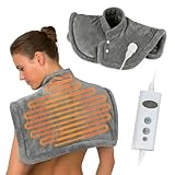 VITALmaxx Wärmekissen für Rücken und Schulter | Wohltuende Wärme für Schultern und obere Rückenpartie | Temperatur in 6 Stufen anpassbar, abnehmbare Steuereinheit, weiche Mikrofaser, autom.Abschaltung