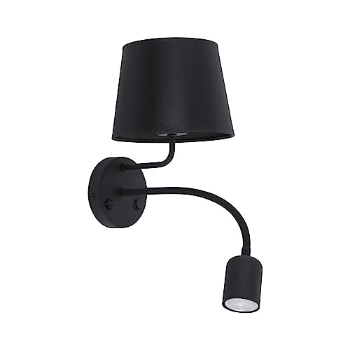 Wandlampe Schwarz mit flexiblem Lesearm getrennte Schalter praktisch MAJA Leseleuchte Schlafzimmer Bett