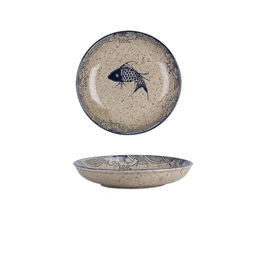 LiuliuBull Neues unterglasurfarbenes Keramikgeschirr-Set – Fischteller, Reisschüssel, Nudelschüssel, Geschmacksteller-Set (Size : 7 inch deep dish)