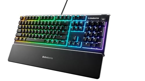 SteelSeries Apex 3 - Gaming Tastatur - 10-Zonen RGB-Beleuchtung - Premium magnetische Handballenauflage - Amerikanisch (QWERTY) Layout