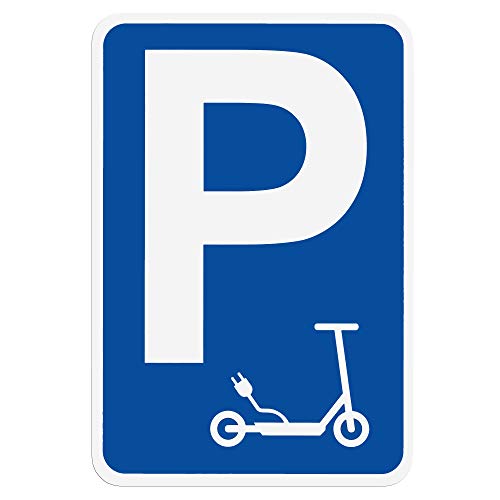 Magnetschild Parkplatz für E-Scooter | Schild magnetisch mit Elektro-Roller Piktogramm | Wetterfest - Geeignet für Innen/Außen (25 x 36 cm)