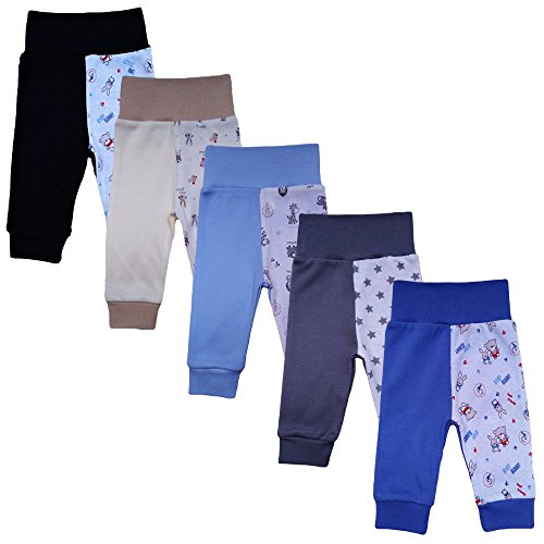 MEA BABY Unisex Baby Hose aus 100% Baumwolle im 5er Pack/Pumphose. Babyhose für Jungen Baby Hose für Mädchen, Schlupfhose (74, Jungen)