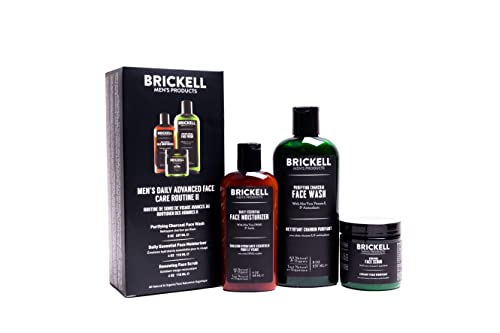 Brickell Men's Products täglich erweiterte gesichtspflege routine ii, aktivkohle gesichtsreiniger, gesichtspeeling, gesichtscreme lotion, natur- und bio, duftend