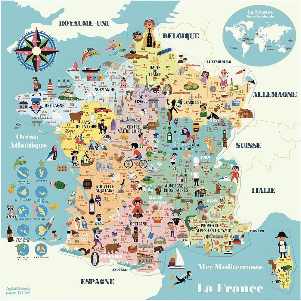 Vilac Magnetische französische Karte Ingela P.A – ab 5 Jahren – 7611, Mehrfarbig
