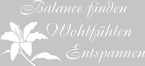 GRAZDesign 650020_50_010 Wandtattoo Wand-Spruch Balance Finden | Badezimmer-Tattoo an die Wand/Fliesen/Spiegel (110x50cm // 010 Weiss)