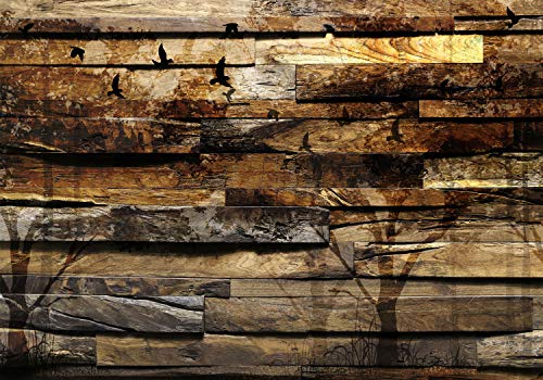 decomonkey Fototapete Holz 400x280 cm XXL Design Tapete Fototapeten Vlies Tapeten Vliestapete Wandtapete moderne Wand Schlafzimmer Wohnzimmer Holzoptik Baum Natur