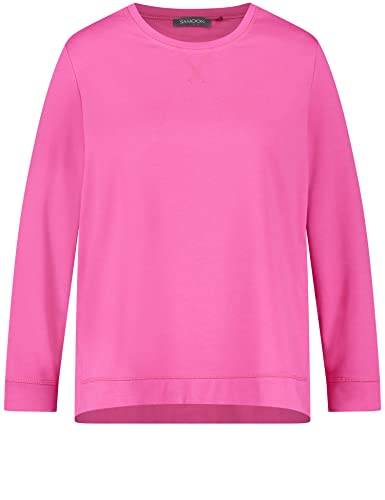 Samoon Damen Sweatshirt Langarm, Ärmelbündchen T-Shirt Langarm Rundhals Sweatshirt unifarben Gooseberry 44