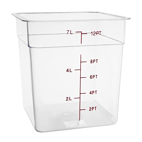 Vogue quadratischer Behälter zur Lagerung, fasst 7 Liter, klar, mit Messskala, für Gefrierschrank, Wanne, Restaurant