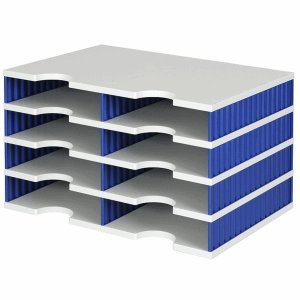 Styro Papier- und Dokumentenablage styrodoc duo Grundeinheit 8 Fächer blau/grau