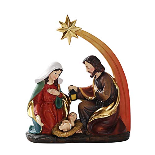 15,2 cm große Heilige Familie Jesus-Figur, Harzstatue, Steingut, traditionelle Krippe, Weihnachtskollektion, Figur Heimdekoration (11,9 x 5,1 x 14,5 cm)