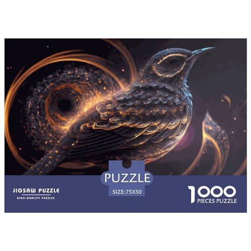 1000 Teile Puzzle für Erwachsene, Geistertier, Spatz-Puzzle, kreatives rechteckiges Holzpuzzle, Geschenk für Freunde, Familie, 1000 Teile (75 x 50 cm)