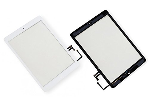 Handyteile24 ✅ Touchscreen Digitizer Touch Screen Glas Scheibe mit Klebestreifen + Home Button in White/Weiß für iPad Air (1) A1474 + A1475 + A1476