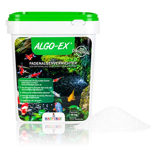 Happykoi® ALGO-EX® Fadenalgenvernichter Algenmittel Algo Ex Algen Vernichter mit Sofortwirkung durch Aktivsauerstoff Koi Teich Schwimmteich - 10 kg