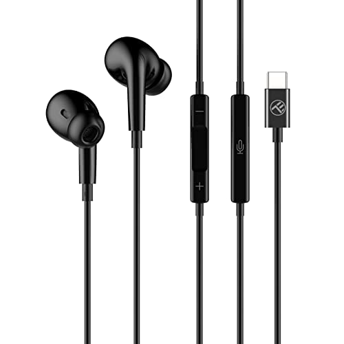 TELLUR Attune In-Ear-Kopfhörer, USB-C-Anschluss, Ergonomisches Design, Inline-Mikrofon und Fernbedienung, 1,2 m Kabellänge, Schwarz