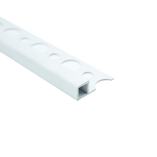 5x PVC Quadrat Fliesenschiene Fliesenprofil Kunststoff Schiene weiß matt L250cm 8mm Profil (5 Stück)