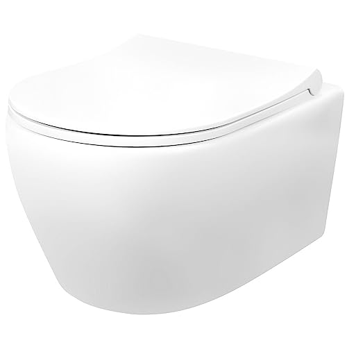 Spülrandloses Wand Hänge WC Spülrandlos Toilette Bidet Taharet Rimless Taharet WC + Deckel