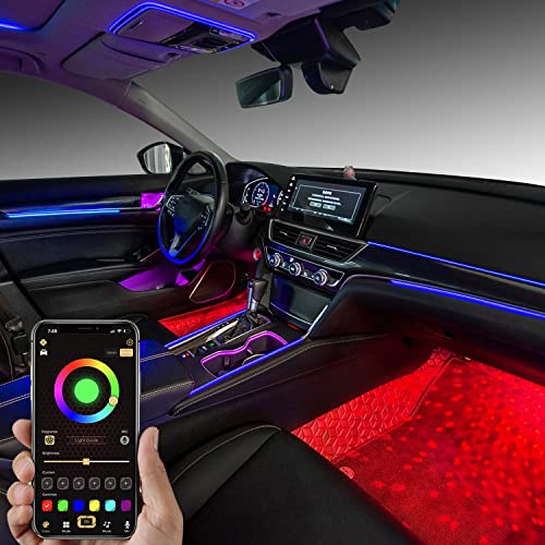 TABEN Digital RGB Auto Umgebungsbeleuchtung Kit 1.1mm Lichtleiste Upgrade DREI Zone Farbänderung App + RF Remote + Touch + Taste Steuerung, 16,7 Millionen Farben Musiksynchronisation Drahtlose Module