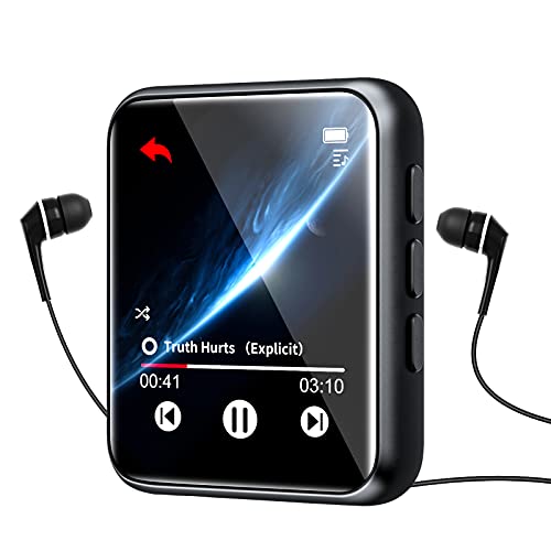 Bluetooth 5.0 MP3 Player, 16GB HiFi Verlustfreier Ton MP3 Musik Player mit Lautsprecher, Voice Recorder, Line-in Aufnahme, 1.8 Inches Mini Voller Touchscreen, FM Radio, Unterstützt bis zu 128 GB