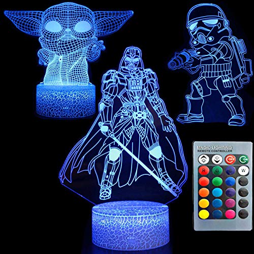 3D Illusion Star Wars Nachtlicht Drei Muster 7 Farbwechsel Dekor Lampe Schreibtisch Tisch Nachtlicht Lampe für Kinder Kinder Weihnachtsgeschenk