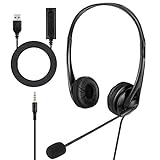 Queen.Y Kabelgebundenes Headset mit Mikrofon 3. 5 Mm/USB-Stecker Over-Ear-Geräuschunterdrückung Leichter Kopfhörer mit Mikrofon-Lautstärkeregler für PC-Handy-Skype Webinar-Callcenter
