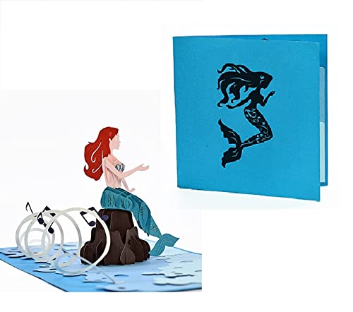 ETA 3D Meerjungfrau Pop Up Karte, Karte für Ozeanliebhaber, Geburtstagskarte für Kinder, Mädchen, Jugendliche, beste Freundin, E02