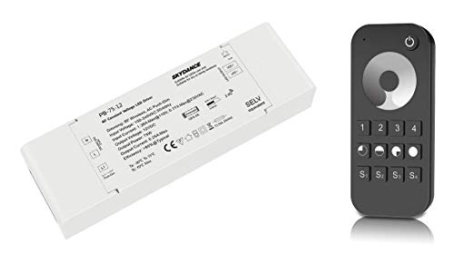 LEDUX 12V Funk-Netzteil 75W DC Konstantspannungs-Trafo, Dimmbar, Funk-Steuerung, CV Dimmable Wireless Driver (75W Netzteil + T-Fernbedienung)