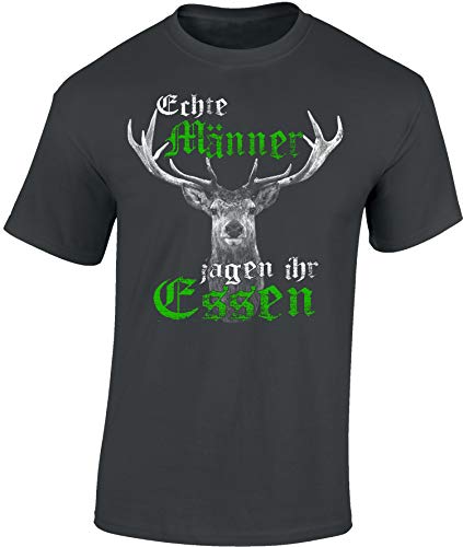 Jäger T-Shirt Männer - Echte Männer jagen Ihr Essen - Geschenk für Jäger - Jagd Tshirt Herren - Jäger Kleidung Jagd Zubehör (4XL)