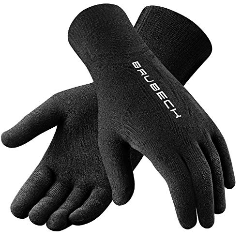 BRUBECK Handschuhe Joggen Damen & Herren | Running Gloves Women Men | Schwarze Laufhandschuhe nahtlos atmungsaktiv | Sporthandschuhe anatomisch | 54% Merino | Gr. XXL | GE10020-Merino - Schwarz