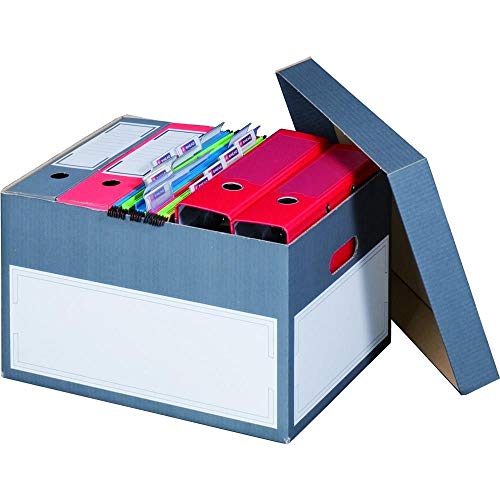 Ropipack Archivbox mit Deckel Archiv-Ablagebox Aufbewahrungsbox Stülpdeckel aus Wellpappe Klein 414 x 331 x 266 mm - 10 Stück