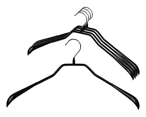 MAWA von Reston Macan Lloyd Bodyform Serie Antirutsch Platzspar Style 46/L extra breit Kleiderbügel für Jacken, Anzüge und Mäntel, 5 Stück, schwarz, schwarz, Set of 5