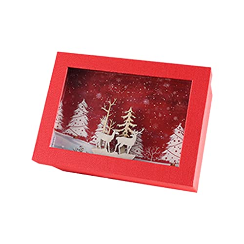 Weihnachten 3D Holz Schnitzen Schatten Papier Geschenkbox Kreative Wald Hirsch Schneeflocken Rahmen Deckel Süßigkeiten Verpackung Etui Dekor Papier Verpackung Boxen für kleine Unternehmen