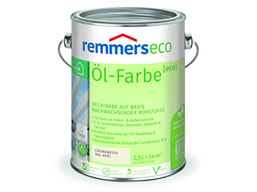 Remmers Öl-Farbe Eco Holzfarbe für Innen und Außen (2,5L, Cremeweiss Ral 9001)