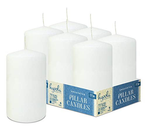 Hyoola Weiße Stumpenkerzen 7,5 x 12,5 cm - Unparfümierte Stumpenkerzen Groß - 6er-Pack - Kerzen Lange Brenndauer Hergestellt in EU