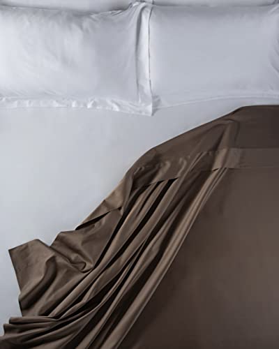 LENZUOLISSIMI - Bettlaken für Doppelbett, aus Satin-Baumwolle, Fadenzahl 300, 270 x 290 cm,, Braun