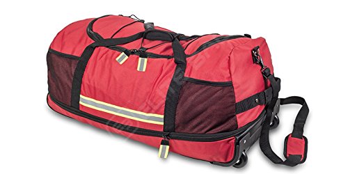 Elite Bags Roll&Fight's Rollbarer Feuerwehr-Rucksack für persönliche Schutzausrüstung, mit Rädern, Rot