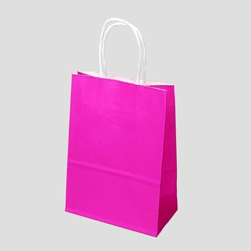 10/30/50pcs DIY Multifunktions weiche Farbe Papiertüte mit Griffen Festival Geschenktüte Einkaufstüten Kraftpapier Verpackungsbeutel-Pink, 25 x 33 x 12 cm, 20 Stück
