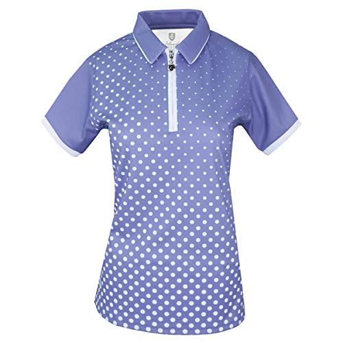 Island GREEN Damen Golf Poloshirt mit Sublimationsreißverschluss, atmungsaktiv, feuchtigkeitsableitend, flexibel, Lavendel/Weiß, 40